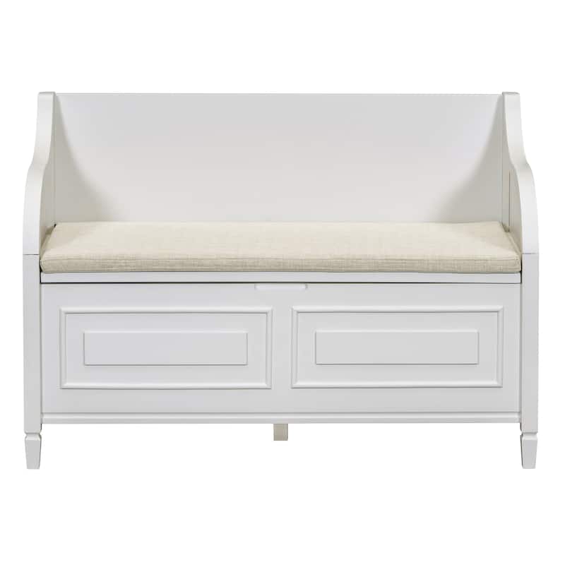 Rustic Style Solid wood Entryway Multifunctional Storage Bench with Safety Hinge