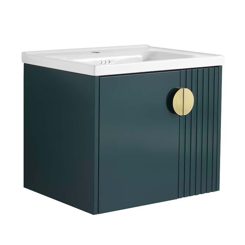 Topcraft Wall Mounted Bathroom Vanity with Sink - Green - 24"