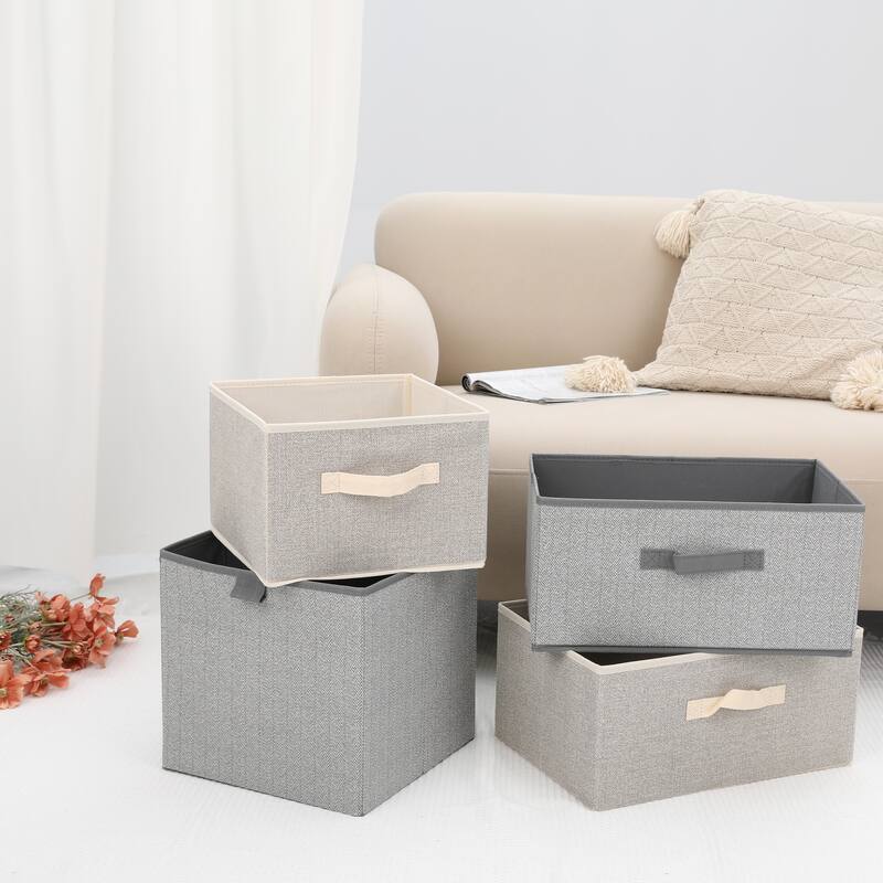 Storage Cube, Storage Bin with Handles for Shelves Closet, 1 Pack Collapsible Storage Basket for Organizing Clothes Blankets
