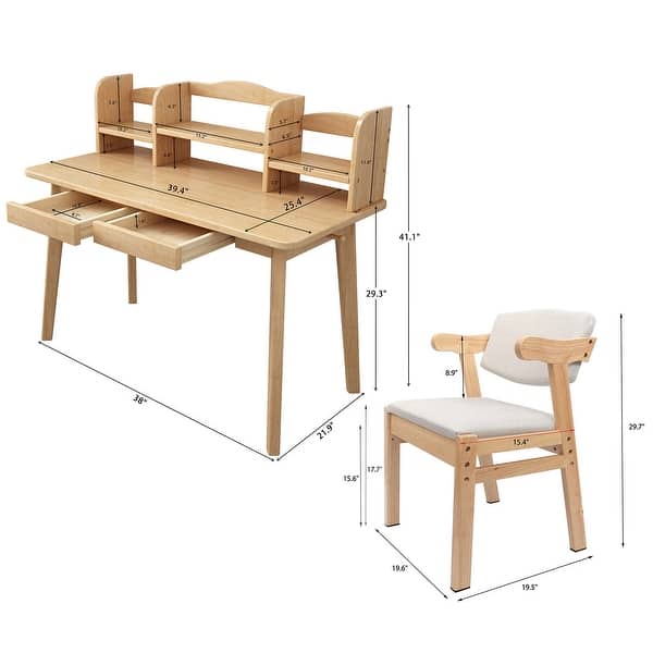 dimension image slide 0 of 3, Kids Desk and Chair Set, Wooden Student Study Desk Writing Desk