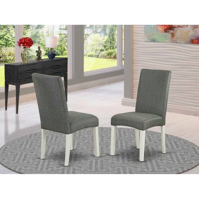 Parson Chair - Linen White Legs, Gray Fabric - Dining Room Accent Chair