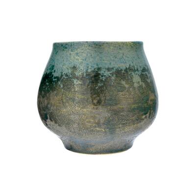 Stoneware Planter with Iridescent Reactive Glaze Finish (Holds 6" pot/Each one will vary)
