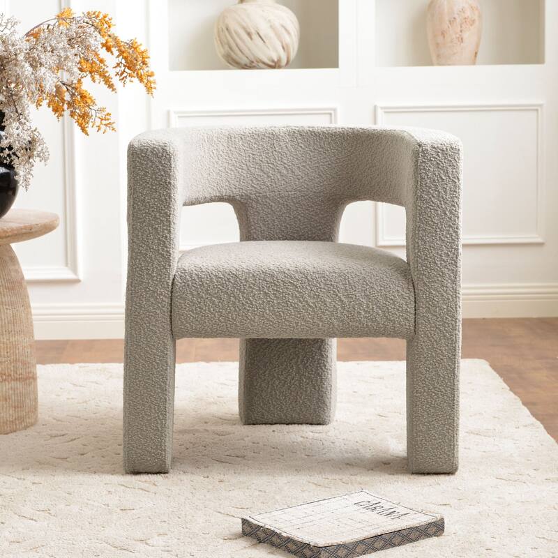 KINWELL 28" Wide Boucle Upholstered Square Armchair