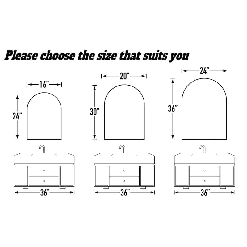 20x30 Arch Mirror Rectangle Wall Mounted Metal Frame Mirrors for Entryway Bedroom Bathroom Living Room 20 30 24x36 - Gold