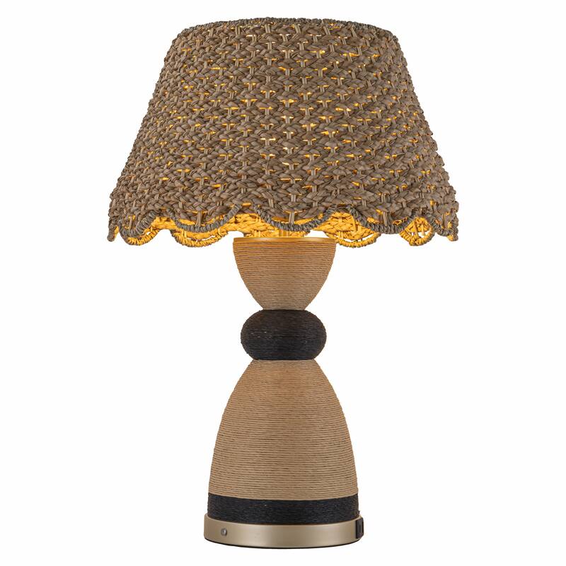 Flora 24" Rattan Table Lamp with USB 3-Way Touch Dimmer
