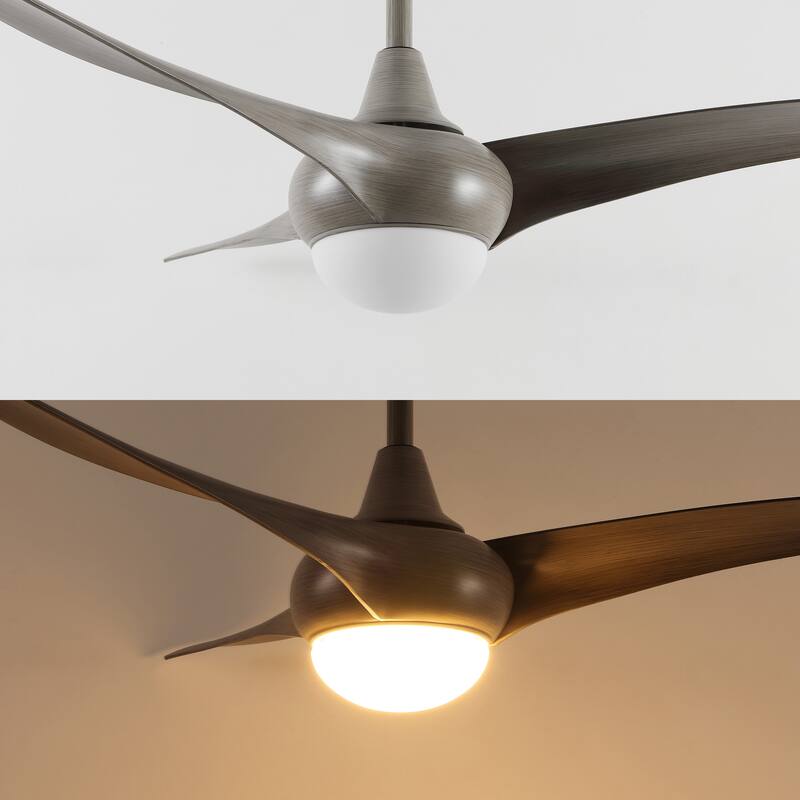 Raffles 52" 1-Light Vintage Iron/Plastic Mobile-App/Remote-Controlled 6-Speed Retro Swirl LED Ceiling Fan, by JONATHAN Y