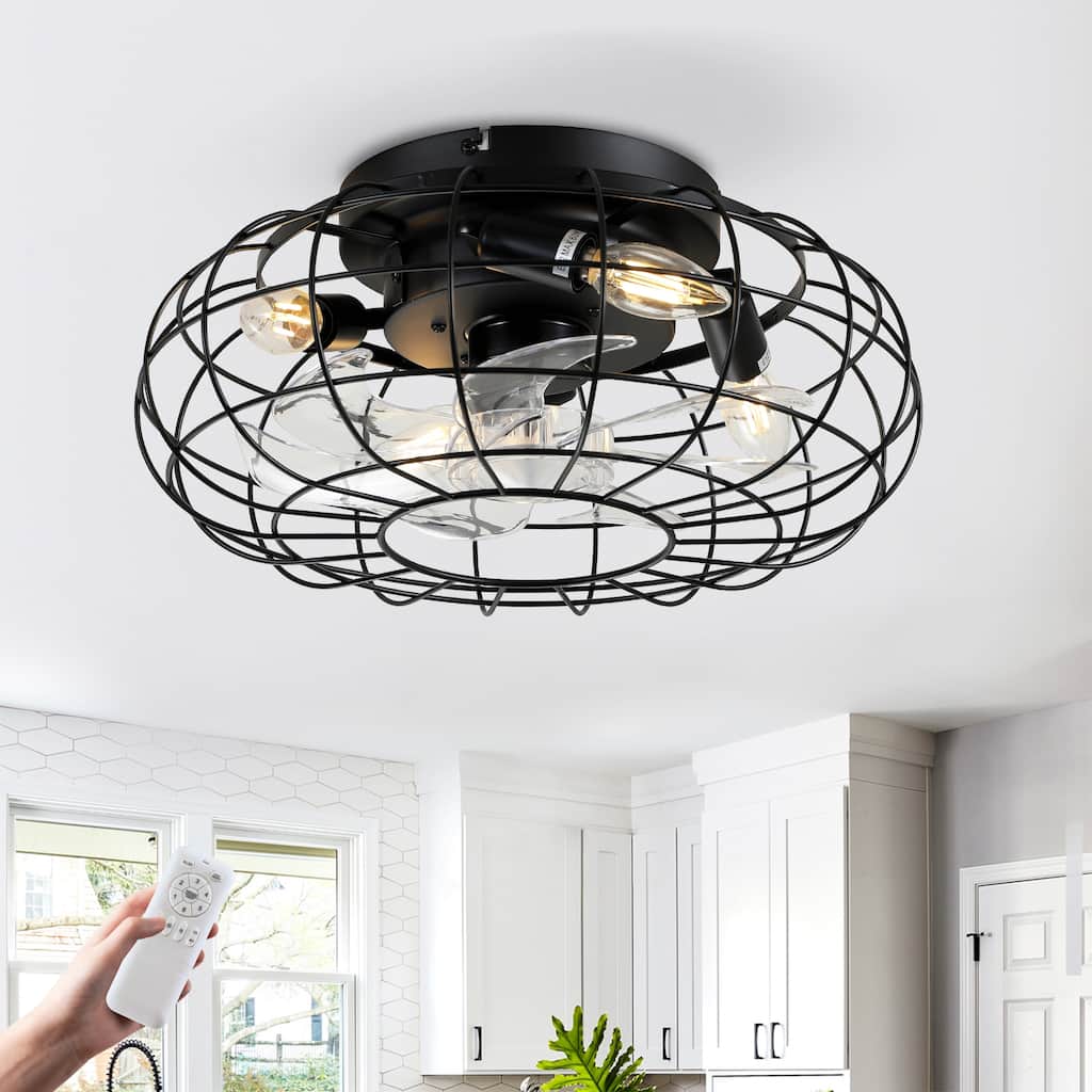 Mounting Type Solid Wood Ceiling Fan With Light Kit Dimmable LED