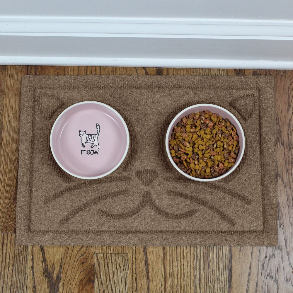 Cute Dog Food and Water Bowl Mat Feeding Placemat for Pet Bowls (Stripes) 