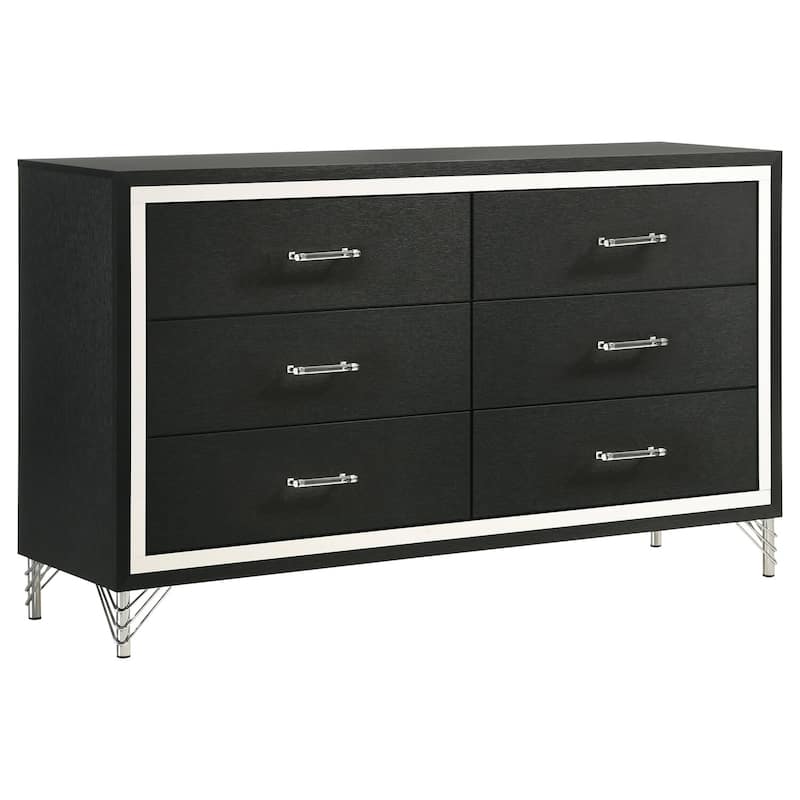 6-Drawer Black Dresser Cabinet with Smooth Glide Drawers, Sleek Contemporary Look, and Spacious Bedroom Storage