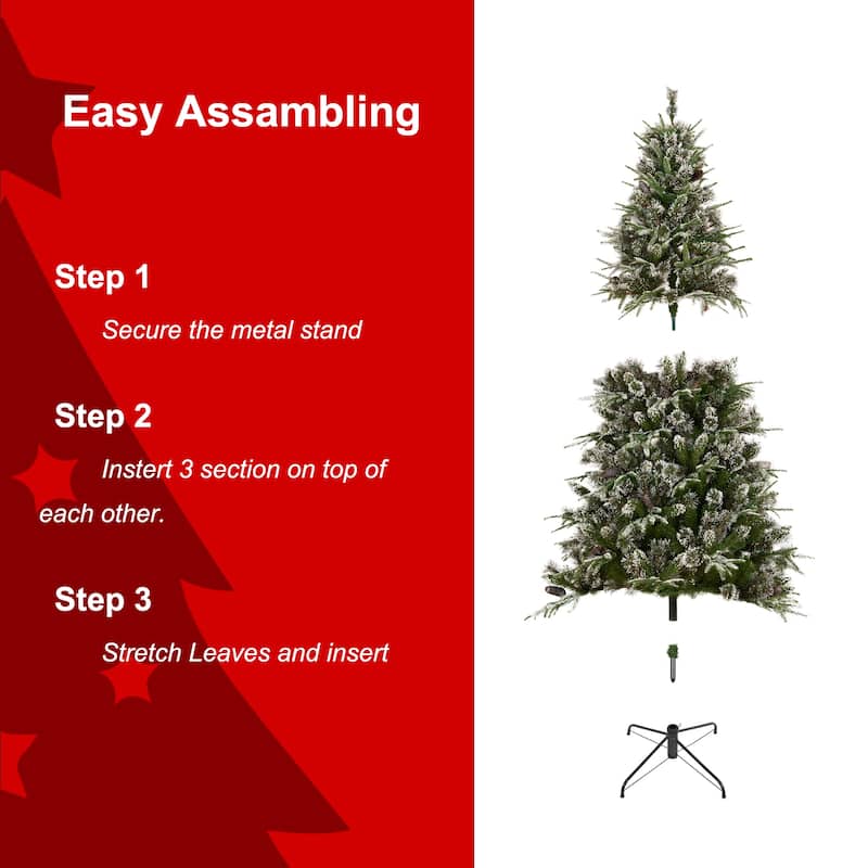 Sparkling White Christmas Tree Pre-lit With Warm White LED Lights (6ft