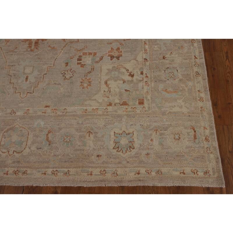Floral Vegetable Dye Oushak Turkish Large Rug Hand-Knotted Wool Carpet - 10'3"x 13'9"