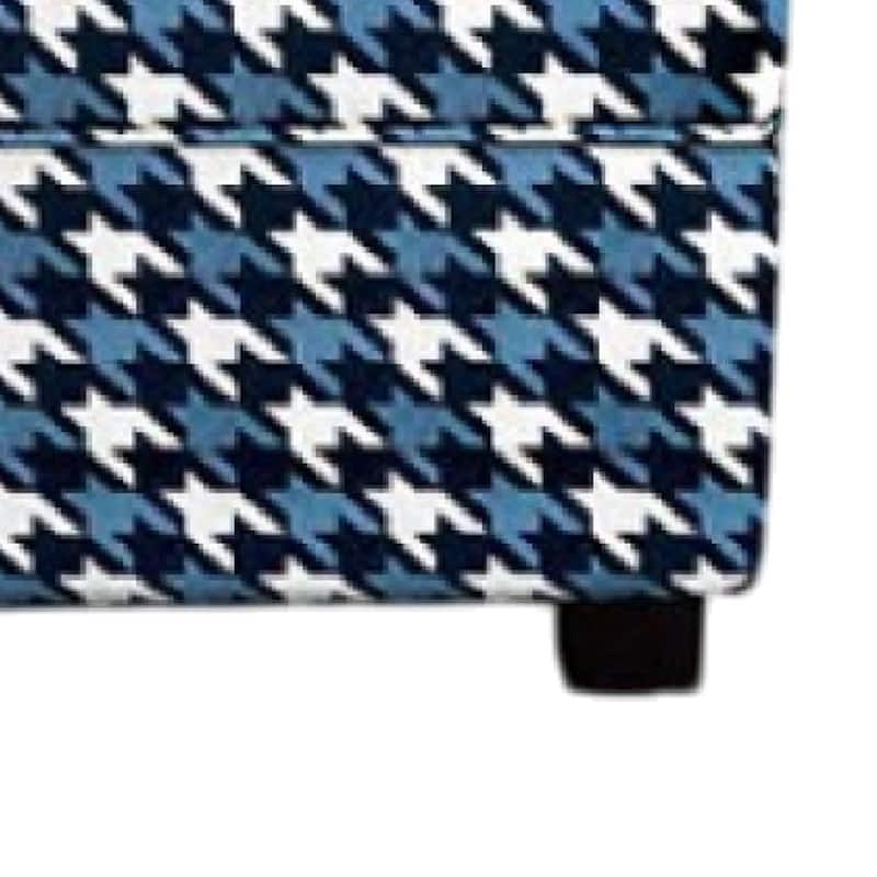 Colin Ottoman, Gray Blue White Houndstooth Polyester, 40in Rectangular