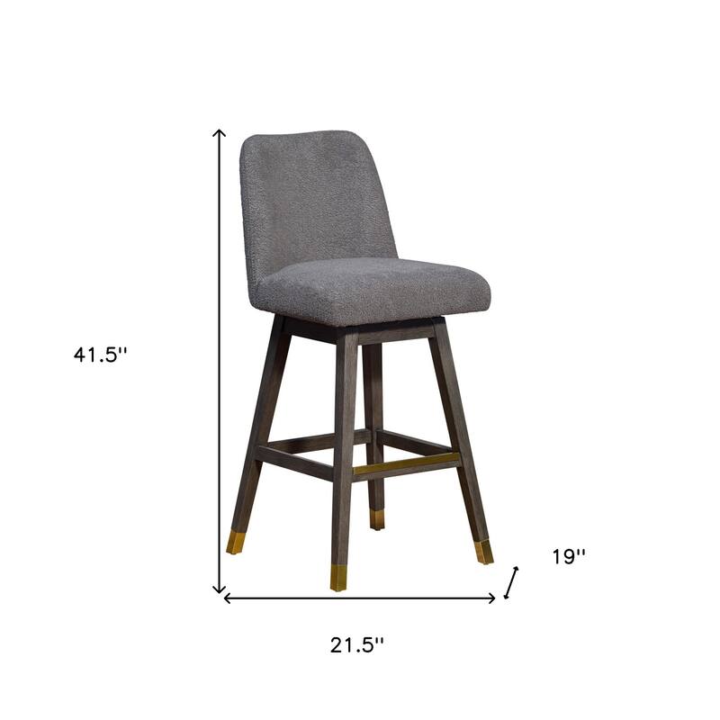 HomeRoots 30" Gray Solid Wood Bar Height Swivel Bar Chair