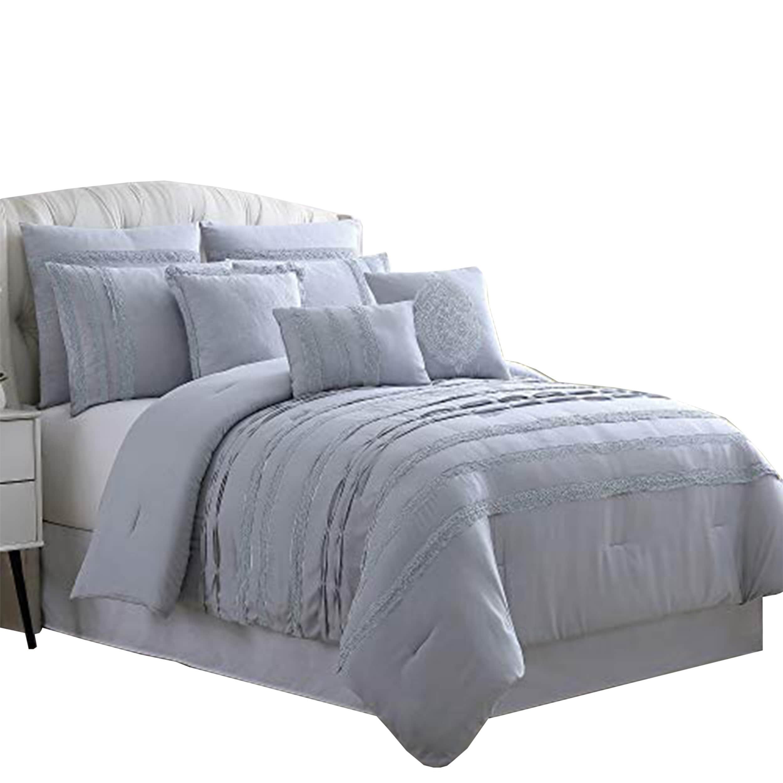 Simply vera vera wang gray blooms comforter set with shams. assisi 8 piece king comforter set with reverse pleats and lace the urban port gray
