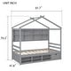 preview thumbnail 4 of 57, Wooden House-shaped Twin House Bed with Bedside Built-in Storage Shelves,Under Bed Storage,Kids and Baby