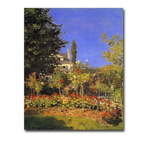 Flowering Garden by Claude Monet Gallery Wrapped Canvas Giclee Art (32 in x 24 in)