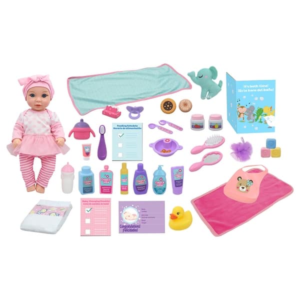slide 2 of 5, New Adventures Cuddle Kids: Love N' Feed Playset W/ 15" Baby Doll