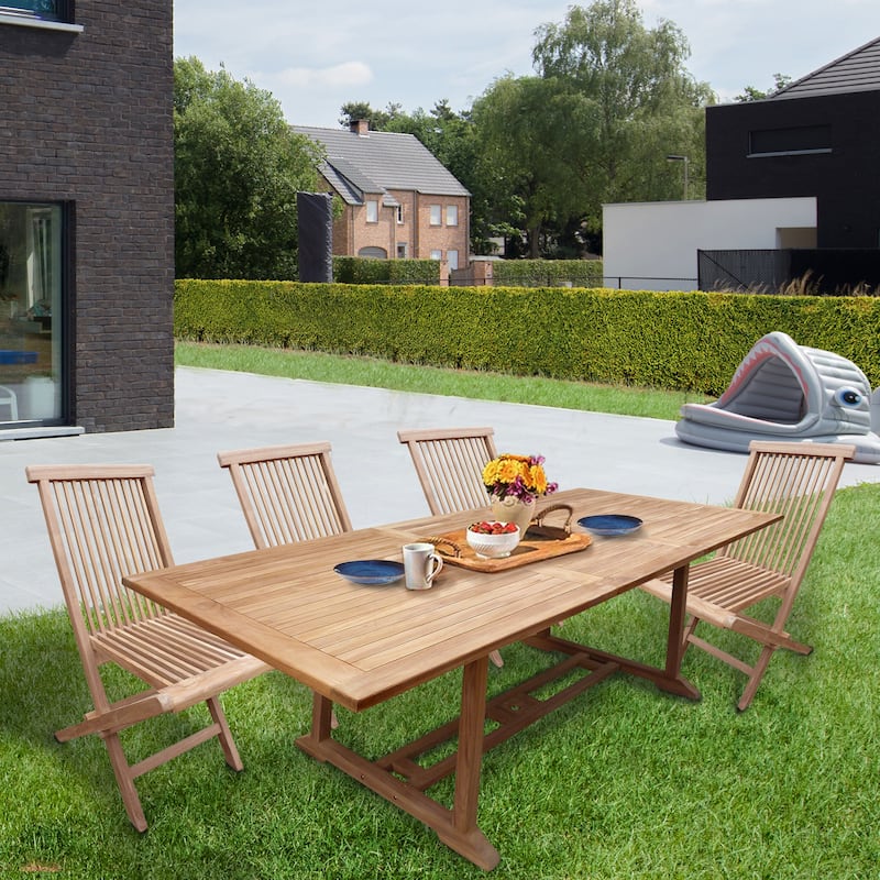 Seven Seas Teak San Juan Teak Wood Rectangular Outdoor Patio Extension Table, 71 to 94 inch (Table Only)