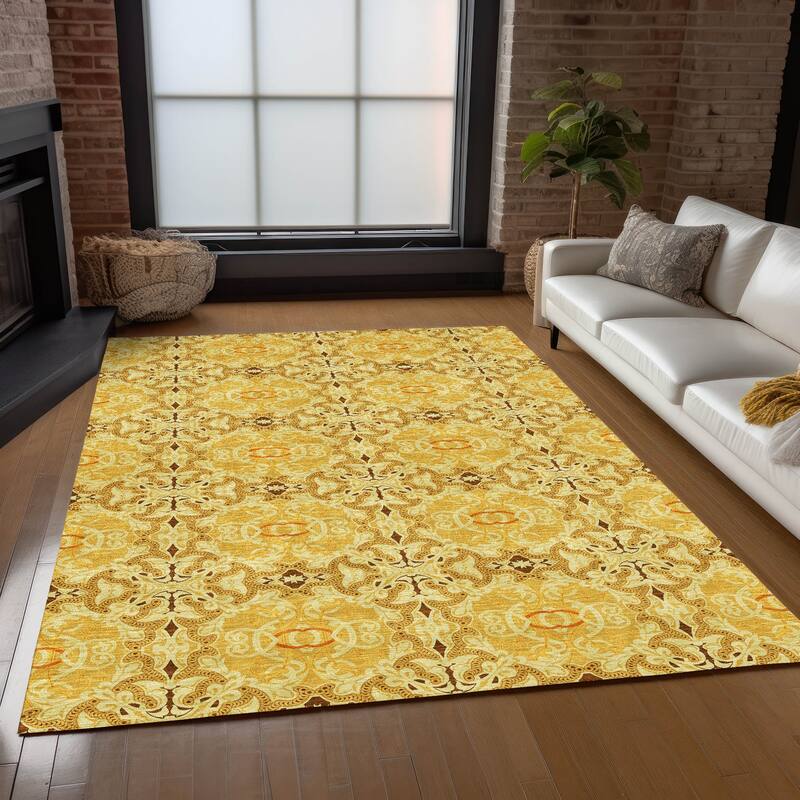 Machine Washable Indoor/ Outdoor Chantille Traditional Medallions Rug