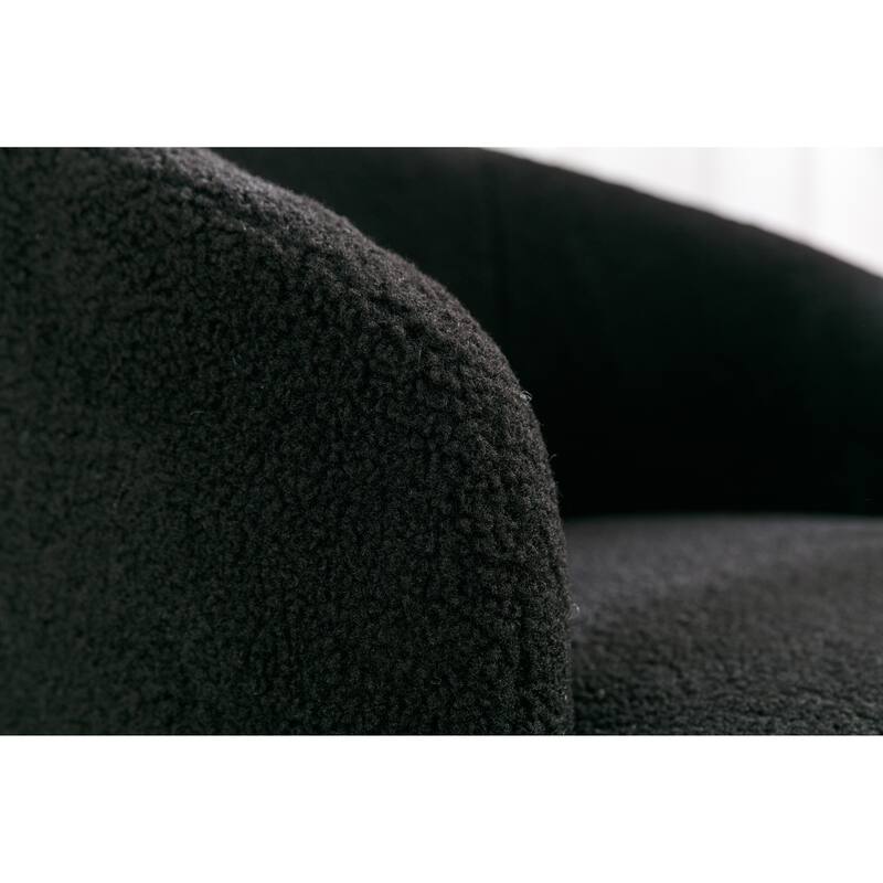 Black Wool 25.6" Swivel Barrel Chair with Black Coating