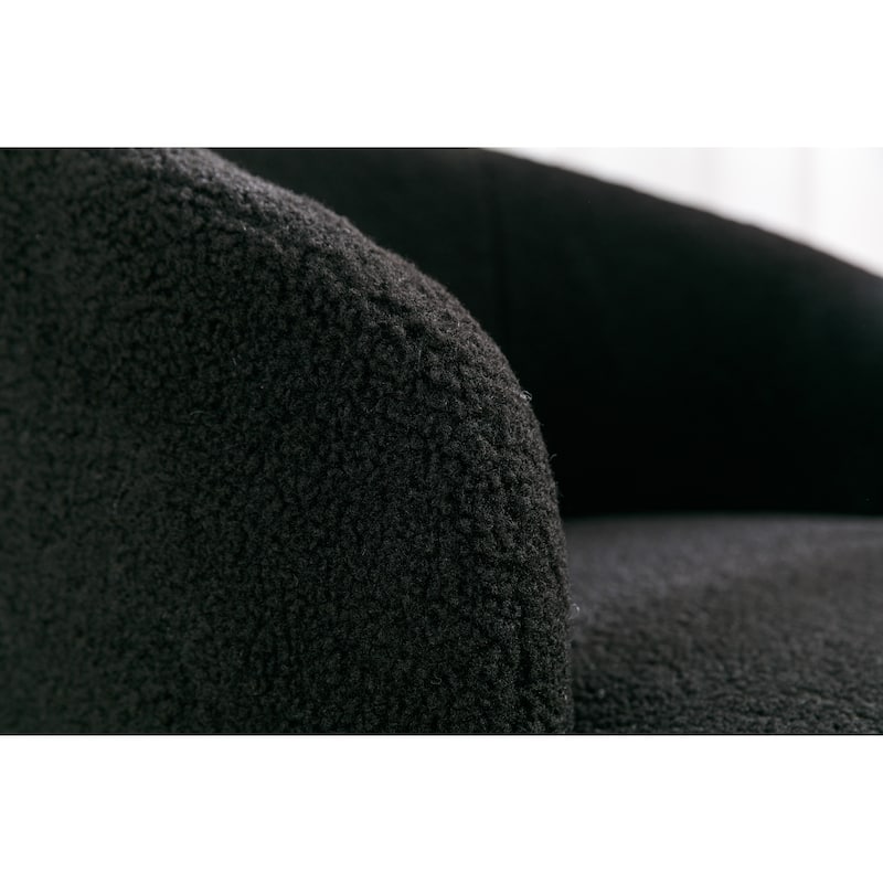 Swivel Accent Armchair Barrel Chair With Black Powder Coating Metal Ring