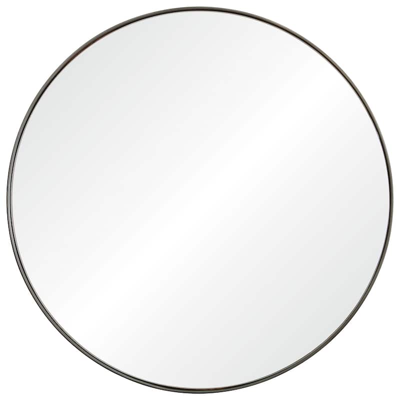 30" Silver Sleek Scandinavian Round Framed Wall Mirror