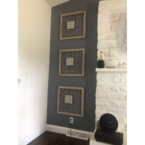 Shop Provincial Abstract 24 Inch Large Square Grey Gold Wall Decor