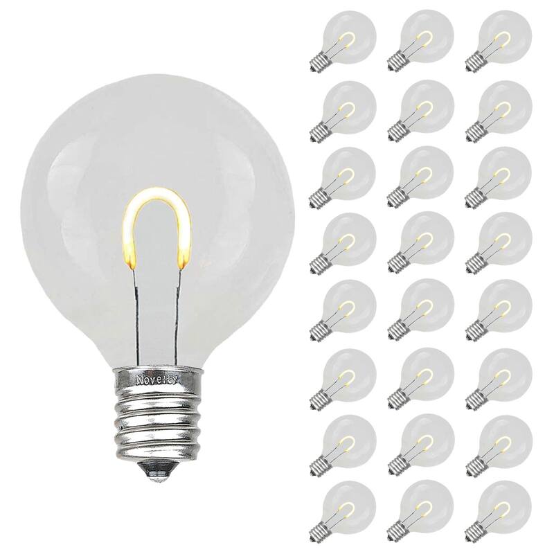 25 Pack LED G40 Plastic Filament Outdoor Globe Replacement Bulbs, Warm White - Clear