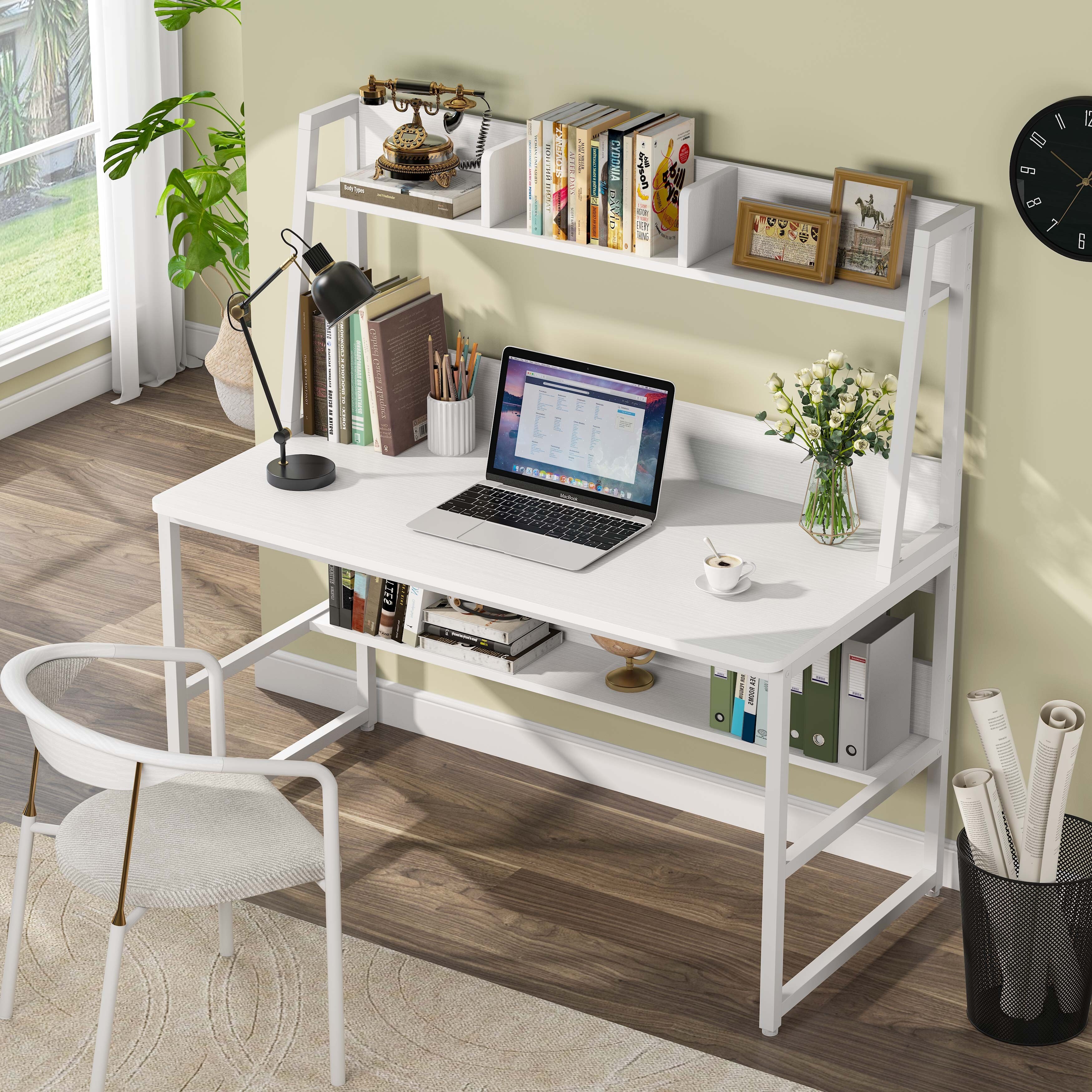 Computer Desk with Hutch and Bookshelf Home Office Desk Study Writing Table