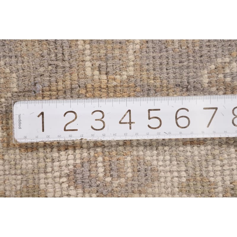 Gray Oushak Indian Runner Rug Handmade Wool Carpet - 2'7"x 11'7"