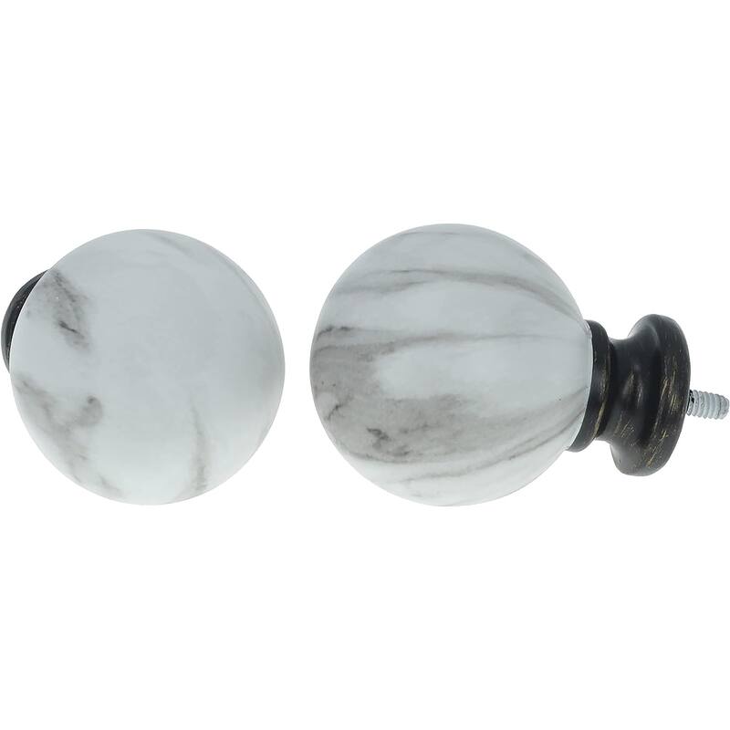 Meriville 3/4" Diameter Single Window Curtain Rod, White Marble Ball