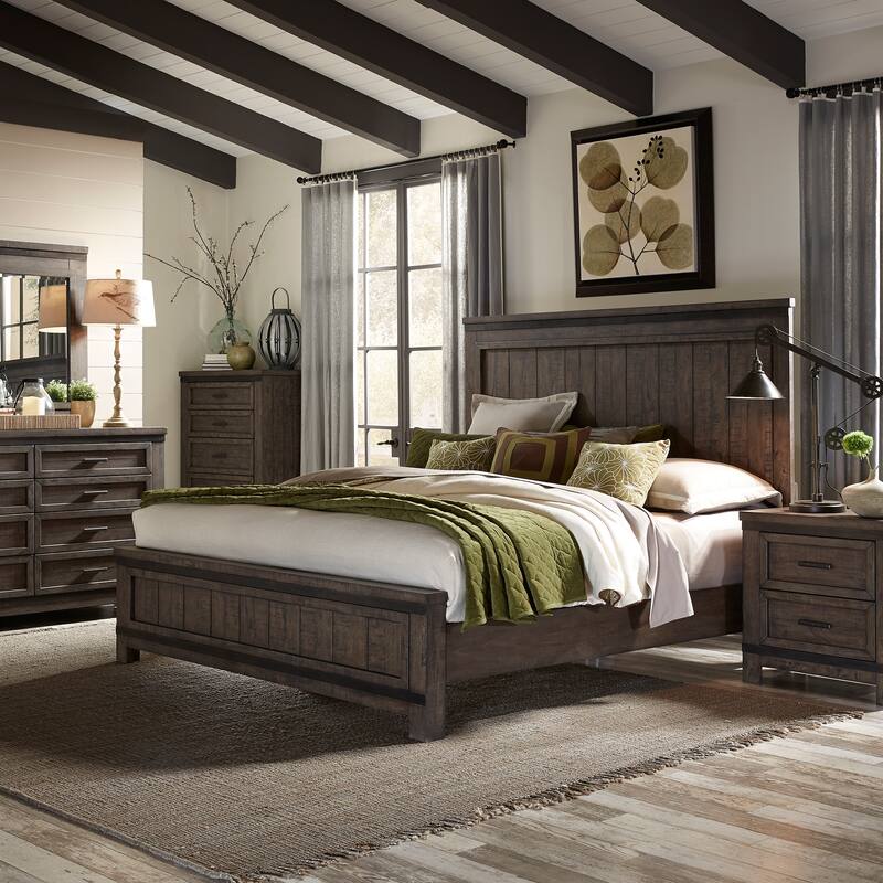 Liberty Furniture Thornwood Hills Panel Bed, Dresser & Mirror, Chest, Night Stand -California King, King or Queen