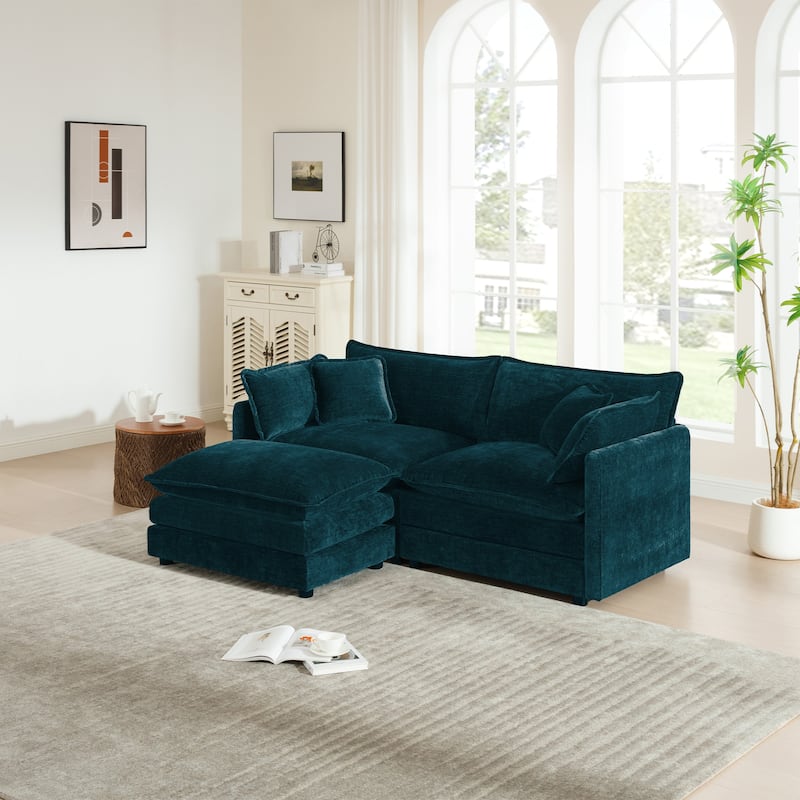 Cloud Chenille Upholstered Modular Sectional Sofa with DIY Combination Design