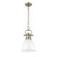 preview thumbnail 2 of 0, Yep by Golden Lighting Duncan 1-light 9in Chain Hung Pendant in Aged Brass and Matte White shade