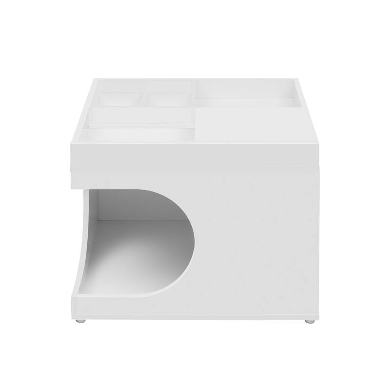 Roomfitters Multifunctional Cat Station Furniture, Small & Medium Cat House & Bed, Living & Bed Rooms, Creamy White