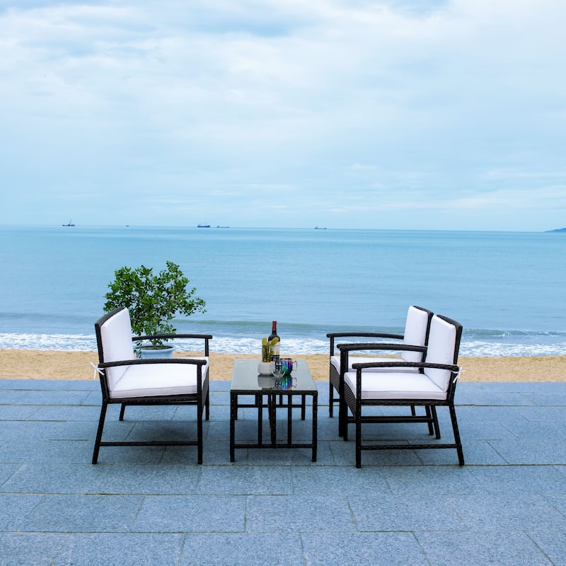 SAFAVIEH Outdoor Diya 4-Piece Patio Set - 43W x 31D x 26H