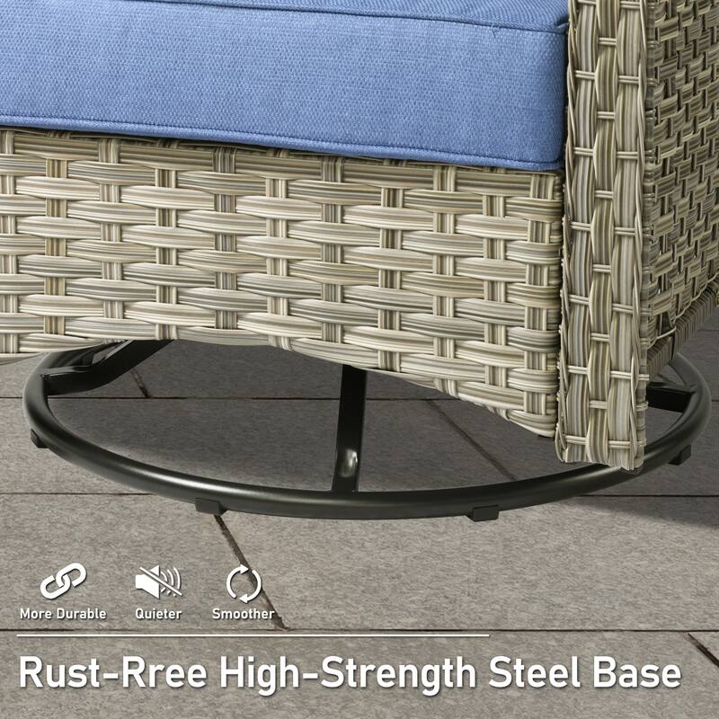 HOOOWOOO 7-piece Wicker Rattan Outdoor High Back Conversation Set with 54" Fire Pit