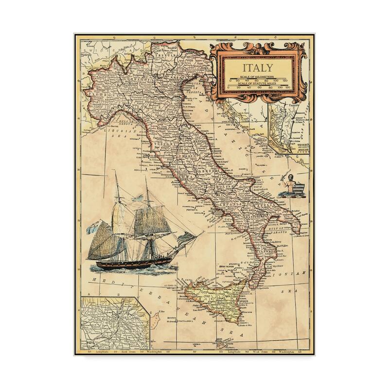 Vision Studio 'Italy Map' Canvas Art