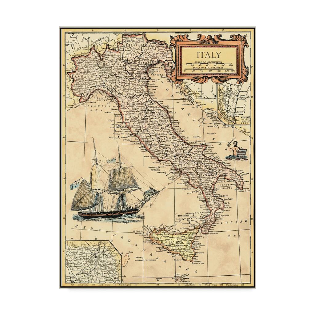 Vision Studio 'Italy Map' Canvas Art