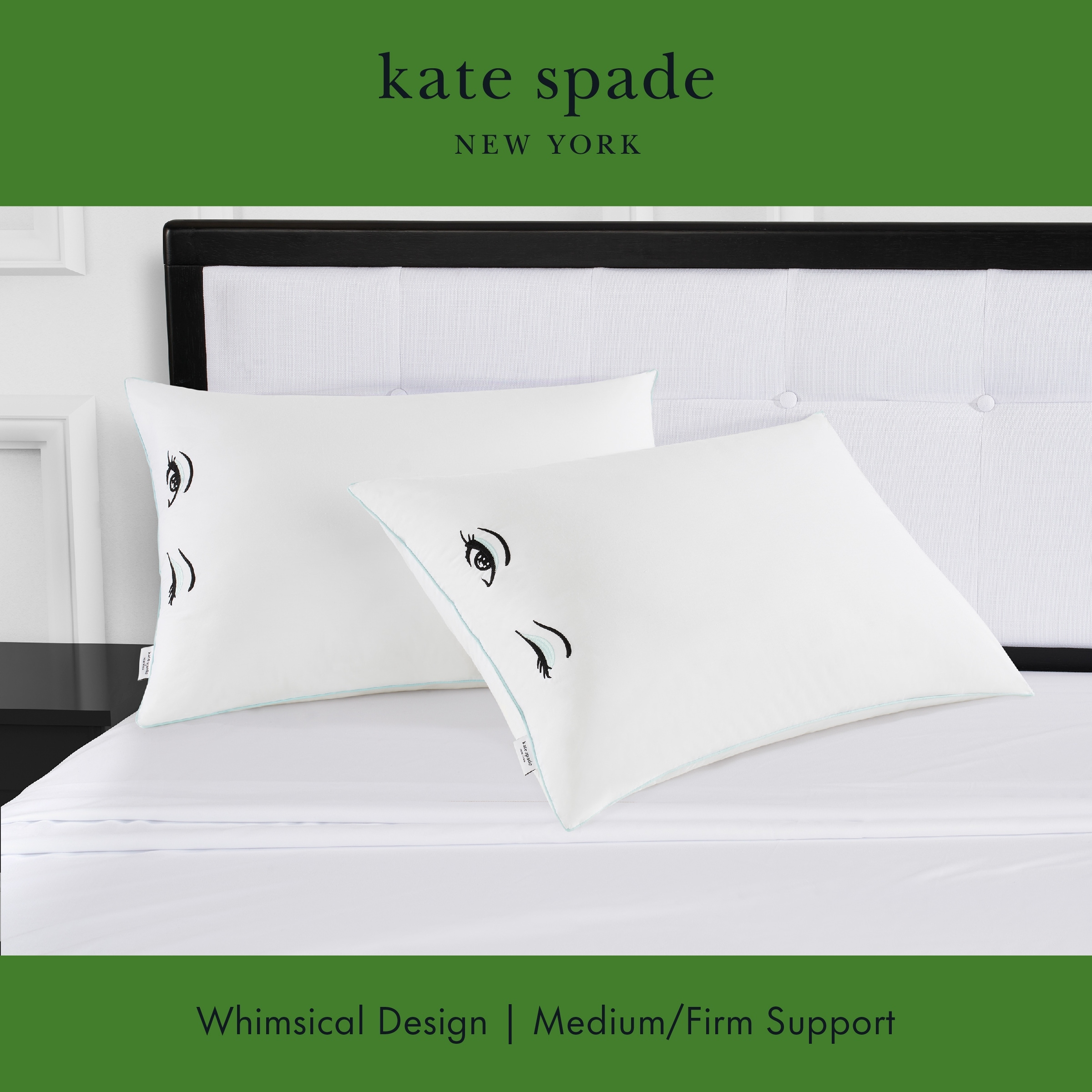 kate spade new york Winking Eyes King Bed Pillows, Medium Firm
