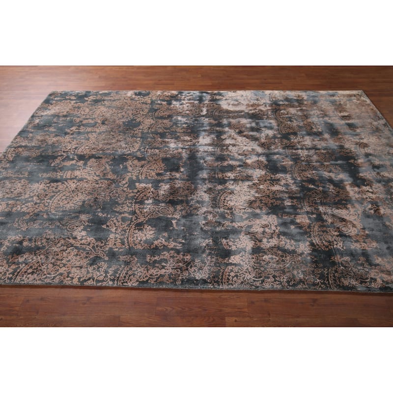 Abstract Indian Area Rug Handmade Contemporary Wool Carpet - 6'1"x 9'1"