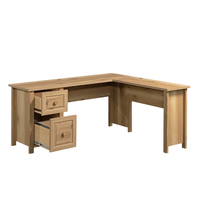 Wood L-Shaped Desk with 1-Inch Thick Surface, White Oak