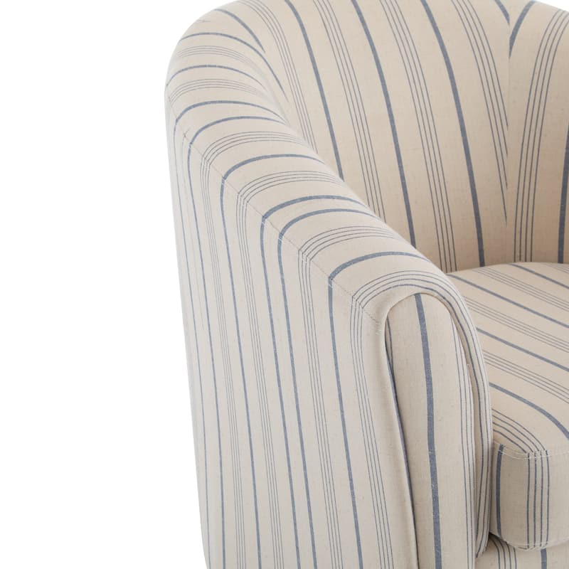 Beige Blue Stripe Club Chair Side Chair Office Chair Coffee Chair Corner Chair Dining Chair Arm Chair with Wood Legs