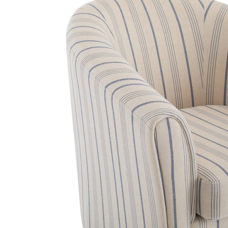 Striped Fabric Barrel Chair with Channel Stitching