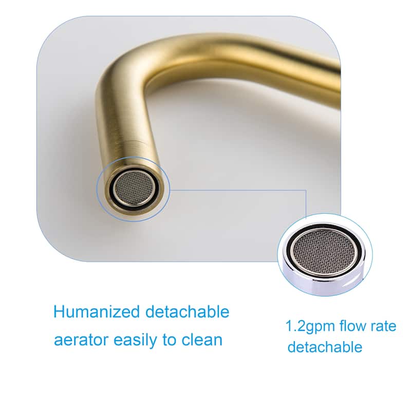 Luxury Bathroom Faucet Widespread with 2 Long Handles in Brushed Gold