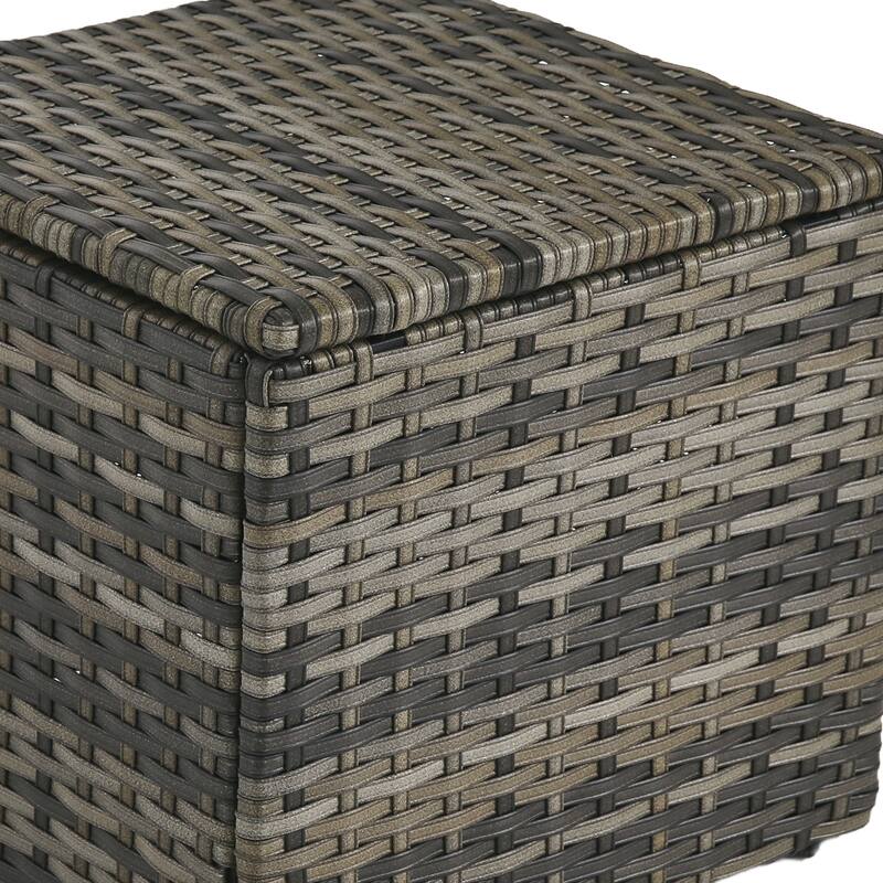 Outdoor Patio PE Wicker Ottoman with Cushion Set of 2