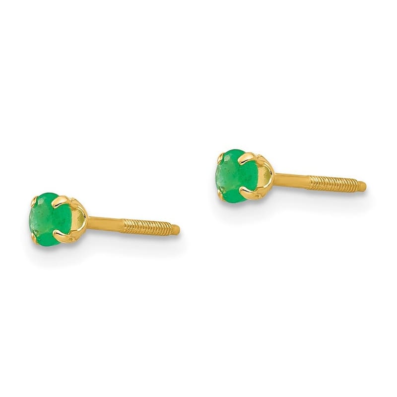 Curata 14k Yellow Gold 3mm Emerald Childrens Earrings (4x4mm)