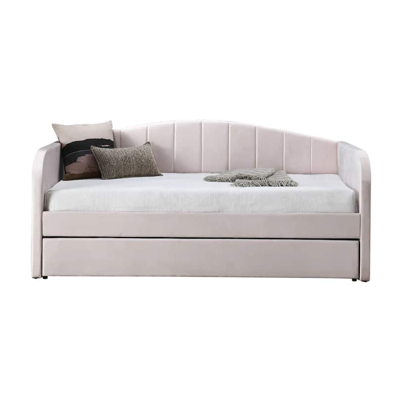 Velvet Upholstered Twin Size Daybed with Trundle
