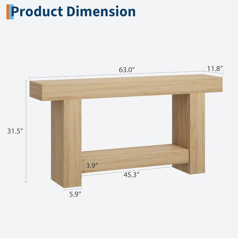 62.9" Narrow Console Table with Storage Rectangular