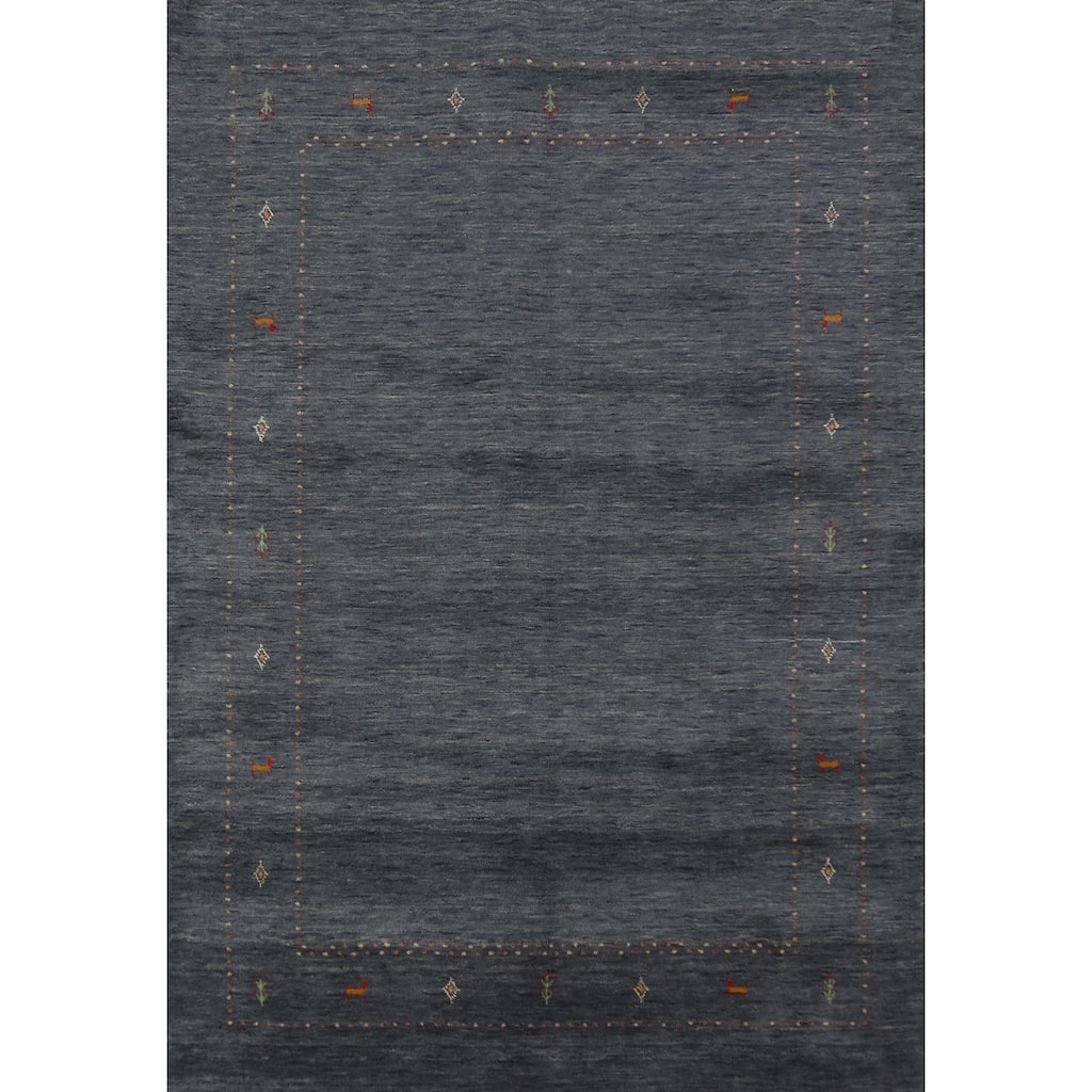Gabbeh Area Rug Handmade Wool Carpet - 5'2" x 7'11"